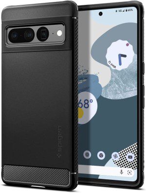 SPIGEN Rugged Armor Case Designed for Google Pixel 7 Pro (2022) Resilient Ultra Soft Cover – Black