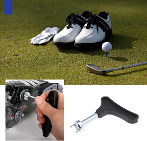 2PCS Golf Shoes Spike Wrenches Two Pin Spike Wrenches Portable Removal Tool Replacement Aid with Stainless Steel Head and Plasic Handle