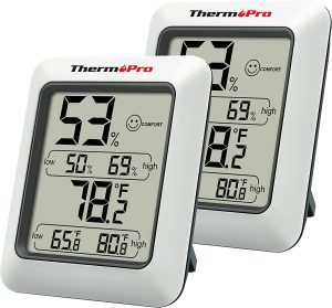 ThermoPro TP50 2 Pieces Digital Hygrometer Indoor Thermometer Room Thermometer and Humidity Gauge with Temperature Humidity Monitor