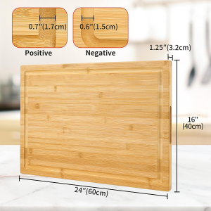 Utoplike Extra Large XXXL Bamboo Cutting Board 61Cm X 40.5Cm (24” X16”), Largest Wooden Butcher Block for Turkey, Meat, Vegetables, BBQ, over the Sink Chopping Board with Handle and Juice Groove