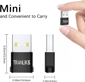 TRANLIKS USB to USB C Adapter, USB Type C Female to USB a Male Converter, Supports Charging and Data Transmission(4 Pack Black)