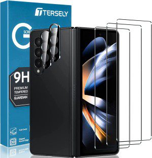 [3+2 Pack] T Tersely 9H Tempered Glass Screen Protector for Samsung Galaxy Fold 4, anti Scratch, Full Cover, Easy Install, 3 Pack Screen Protector and 2 Pack Camera Lens Protector