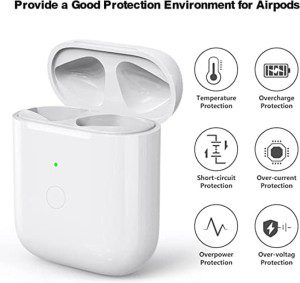 SIKENAI Wireless Charging Case Replacement Box for Airpods 1 2 Charging Case Compatible with Airpods 1/2 with Bluetooth Pairing Sync Button(No Earbuds) White