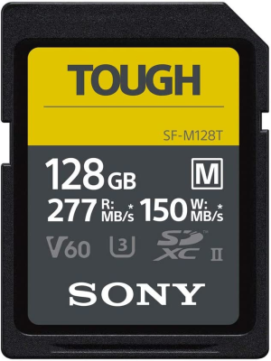 Sony Tough-M Series SDXC UHS-II Card 64GB, V60, CL10, U3, Max R277MB/S, W150MB/S (SF-M64T/T1)