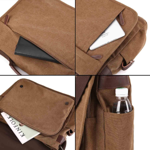 Neumora Practical Design Men’S Canvas Shoulder Messenger Bag Casual Laptop Cross-Body Sling Bag Satchel Bag for 15.6 Inch Laptop Large Size