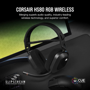 CORSAIR HS80 RGB Wireless Premium Gaming Headset with Dolby Atmos Audio (Low-Latency, Omni-Directional Microphone, 60Ft Range, up to 20 Hours Battery Life, PS5/PS4 Wireless Compatibility) Carbon