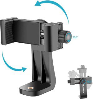 NEEWER Smartphone Holder Vertical Horizontal Bracket Tripod Mount Adapter with 1/4Inch Thread, Cell Phone Clip Compatible with Iphone 15 14 13 Pro plus Max Mini Galaxy S20+/S20, Huawei P40 Pro, Etc.