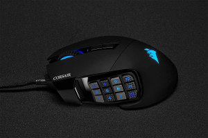 Corsair Scimitar Elite RGB Optical MOBA/MMO Gaming Mouse (18000 DPI Optical Sensor, 17 Programmable Buttons, 4-Zone RGB Multi-Colour Backlighting, Contoured Shape, On-Board Storage) – Black (CH-9304211-AP)