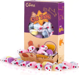 Chiwava 36 Pack 1.8 Inch Small Interactive Cat Toys Mice with Catnip Rattle Sound Mouse for Indoor Cats Kitten Play