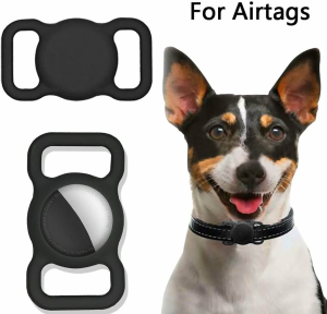 Silicone Protective Case Cover GPS Dog Cat Anti-Lost for Apple Airtag Pet Collar (Red Case + 1PC Screen Film)