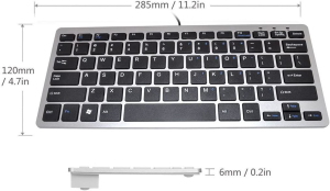 Ikkegol Mini USB Slim Wired 78 Key Small Super Thin Compact Keyboard for Desktop Laptop PC Win 7 Mac (Silver + Black)