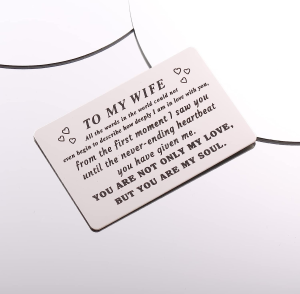 HAMYUTA to My Wife Card Gifts from Husband Stainless Steel Engraved Wallet Card I Love You Gifts for Wife Anniversary Valentines Day Card for Her Birthday Christmas Presents from Husband (Wife)