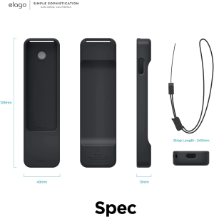 Elago R1 Case Compatible with Apple TV 4K Siri Remote 3Rd Generation(2022) and 2Nd Generation(2021)-Magnet Technology, Lanyard Included, Heavy Shock Absorption, Drop Protection (Black)