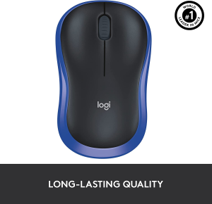 Logitech M185 Wireless Mouse, 2.4Ghz with USB Mini Receiver, 12-Month Battery Life, 1000 DPI Optical Tracking, Ambidextrous, Compatible with PC, Mac, Laptop – Blue