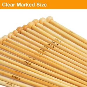 36PCS Bamboo Knitting Needles Single Pointed Carbonized Knitting Needles 18 Sizes 2.0Mm-10.0Mm Use for Handmade Creative DIY 9 Inches Length