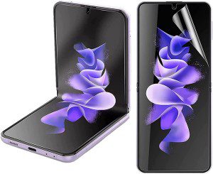 T Tersely [2 Pack] HYDROGEL Screen Protector for Samsung Galaxy Z Flip 3 5G, Full Support Fingerprint Unlock Aqua Flex Anti-Scratch Soft Protective TPU Film for Galaxy Z Flip3 5G