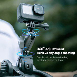 TELESIN 360 Rotation Claw Clamp Mount, Aluminum Super Stable Gripper Monitor, Bicycle Bike Motorcycle Bar Clip Holder for Gopro Hero 11 10 9 Insta360 DJI Camera Iphone Universal Tube Clamp Accessories