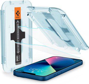 SPIGEN EZ Fit Glas.Tr Slim Screen Protector Designed for Apple Iphone 13 Mini (2021)[5.4-Inch] Auto Alignment Kit Premium Tempered Glass [2-Pack] – Clear