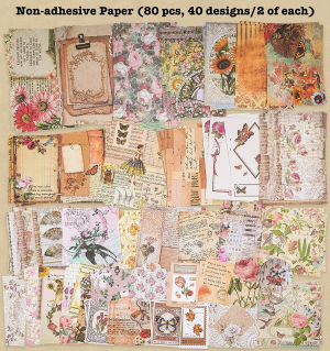 Vintage Scrapbook Supplies Pack (200 Pieces) for Art Journaling Bullet Junk Journal Planners DIY Paper Stickers Craft Kits Notebook Collage Album Aesthetic Picture Frames (Flower)