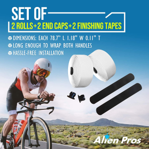 Alien Pros Bike Handlebar Tape PU (Set of 2) Black Red White Pink Blue – Enhance Your Bike Grip with These Bicycle Handle Bar Tape – Wrap Your Bike for an Awesome Comfortable Ride