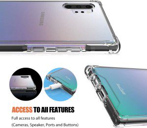 Procase Galaxy Note 10+ Plus/5G Case Clear, Slim Hybrid Crystal Clear TPU Cover with Reinforced Corners, Transparent Anti-Scratch Rugged Protective Case for Galaxy Note 10+ / 10 plus / 5G 2019-Black Frame