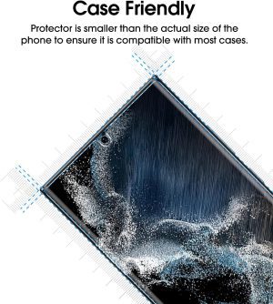 (2 Pack) Amfilm Elastic Skin Screen Protector Compatible with Samsung Galaxy S22 Ultra 5G 6.8 Inch, Fingerprint ID Compatible, with Easy Installation Alignment