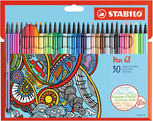 STABILO Premium Felt Tip Pen – Pen 68 – Wallet of 15 – Assorted Colours