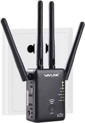 WAVLINK AC1200 Dual Band Wifi Extender/Repeater/Access Point/Router with Gigabit Ethernet Port & 4 High Gain Antennas, WPS 1200Mbps Wifi Booster for Home Office (575A3)