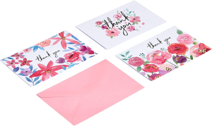 Amazon Basics Thank You Cards, Floral, 48 Cards and Envelopes