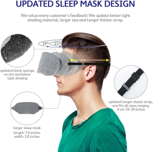 Mavogel Cotton Sleep Mask – Light Blocking Sleep Eye Mask, Includes Travel Pouch, Soft, Comfortable, Blindfold, 100% Handmade, Sleep Mask for Travel/Sleeping/Shift Work/Meditation,Grey