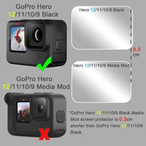 [9 PCS] Fitstill Screen Protector for Gopro Hero 12/11/10/9 Black, Ultra Clear Tempered Glass Back Screen Protector + Tempered Glass Lens Protector + Tempered Glass Front Screen Protector- 3 Packs