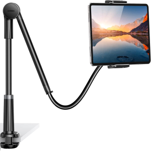 UGREEN Gooseneck Phone Tablet Stand Holder for Bed Desk Cell Phone Clamp Stand Long Lazy Arm Adjustable Overhead Recording Compatible with Iphone Ipad Pro Samsung Galaxy Tab E-Reader 4 to 12.9”