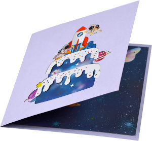 Magic Ants Outer Space Pop up Birthday Card,3D Birthday Popup Cards,Birthday Cake Funny Postcards Pop up Greeting Cards,Pop up Birthday Cards for Women Men (Birthday Cake – Rockets and Astronauts)