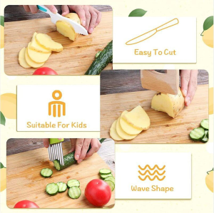 Taicols Kids Cooking Cutter Set, 8 Pcs Kids Knife Set, Kids Safe Knives Set, Wooden Kids Kitchen Knife, Toddler Kitchen Cutter Set Montessori Kitchen Tools for Toddlers Chopper Cutting Fruit Vegetable