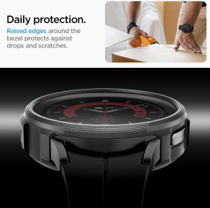 SPIGEN Liquid Air Case Designed for Samsung Galaxy Watch 5 Pro 45Mm (2022) Soft TPU Armor Slim Cover – Black