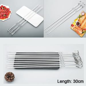 24Pcs Kabob Skewers, Betterjonny Flat Metal BBQ Barbecue Skewer 12″ Long Stainless Steel Reusable Shish Kebob Sticks Skewers for Grilling Meat Shrimp Chicken Vegetable