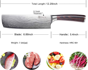 PAUDIN Nakiri Knife – 7″ Razor Sharp Meat Cleaver and Vegetable Kitchen Knife, High Carbon Stainless Steel, Multipurpose Asian Chef Knife for Home and Kitchen with Ergonomic Handle