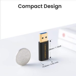 USB to Type C 3.1 Gen 2 Adapter 5Gbps, Cablecreation USB 3.0 a Male to USB-C Female Converter Data & Charging for Oculus Quest 2 VR Link, Logitech Streamcam, Macbook, Ipad, Galaxy S22+/S22/S21/S10, PC