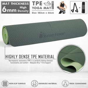 METEOR Essential 6Mm Dual-Tone Yoga Mat with Alignment Lines, TPE Yoga Mat Non-Slip Textured, High-Density Padding for Knee Comfort, Perfect for Yoga, Pilates and Fitness Exercise