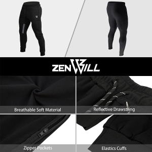 ZENWILL Mens Tapered Gym Joggers, Fitness Pants Casual Workout Track Pants with Zip Pockets