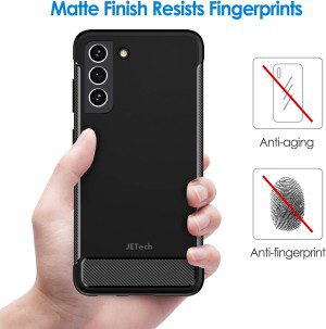 Jetech Slim Fit Case Compatible with Samsung Galaxy S21 FE 5G 6.4-Inch, Thin Phone Cover with Shock-Absorption and Carbon Fiber Design (Black)