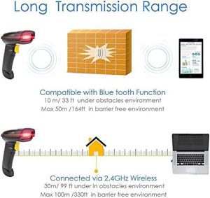 NETUM 2D Barcode Scanner, Compatible with 2.4G Wireless & Bluetooth & USB Wired Connection, Connect Smart Phone, Tablet, PC, 1D Bar Code Reader Work for QR PDF417 Data Matrix NT-1228BL