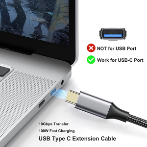 USB C Extension Cable, Tunghey USB C to USB C Male to Female, Type C Extender Cord USB3.1 Gen2 100W Fast Charging 10Gbps Transfer Compatibility with Laptop Tablet Mobile Phone (1.5M)