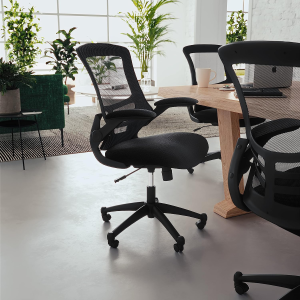 Flash Furniture Mid-Back Black Mesh Swivel Ergonomic Task Office Chair with Flip-Up Arms