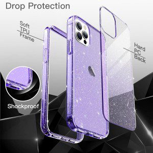 Jetech Glitter Case for Iphone 12/12 Pro, 6.1-Inch, Bling Sparkle Shockproof Phone Bumper Cover, Cute Sparkly for Women and Girls (Light Purple)