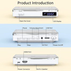 SHIWAKOTO Mini DVD Player for TV, Support Hdmi/Rca/Usb/Built-In Speaker/Cd/Dvd, All Region Free Small Compact Disc Player