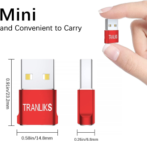 TRANLIKS USB to USB C Adapter, USB Type C Female to USB a Male Converter, Supports Charging and Data Transmission(4 Pack Red,High Stability)