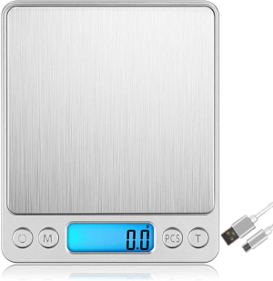 USB Rechargeable Kitchen Scale Digital Multifunctional Food Scale 3000G 0.01Oz/0.1G Electronic Cooking Scale Stainless Steel Food Scale with LCD Display Suitable for Kitchen Baking and Cooking