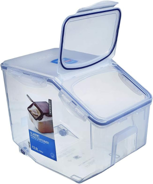 Lock and Lock HPL700 Classic 5 Litre Rice Case, Clear