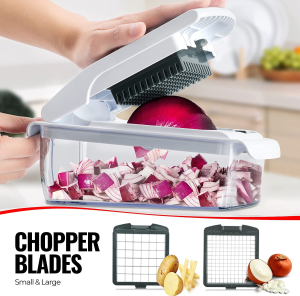 Vegetable Chopper（Upgraded),Onion Chopper,Mandolin Slicer with Peeler, Spiralizer, Zoodle Maker, Lemon Squeezer, Egg Slicer,Seperator for Salad Potato Carrot, Kitchen Gadget